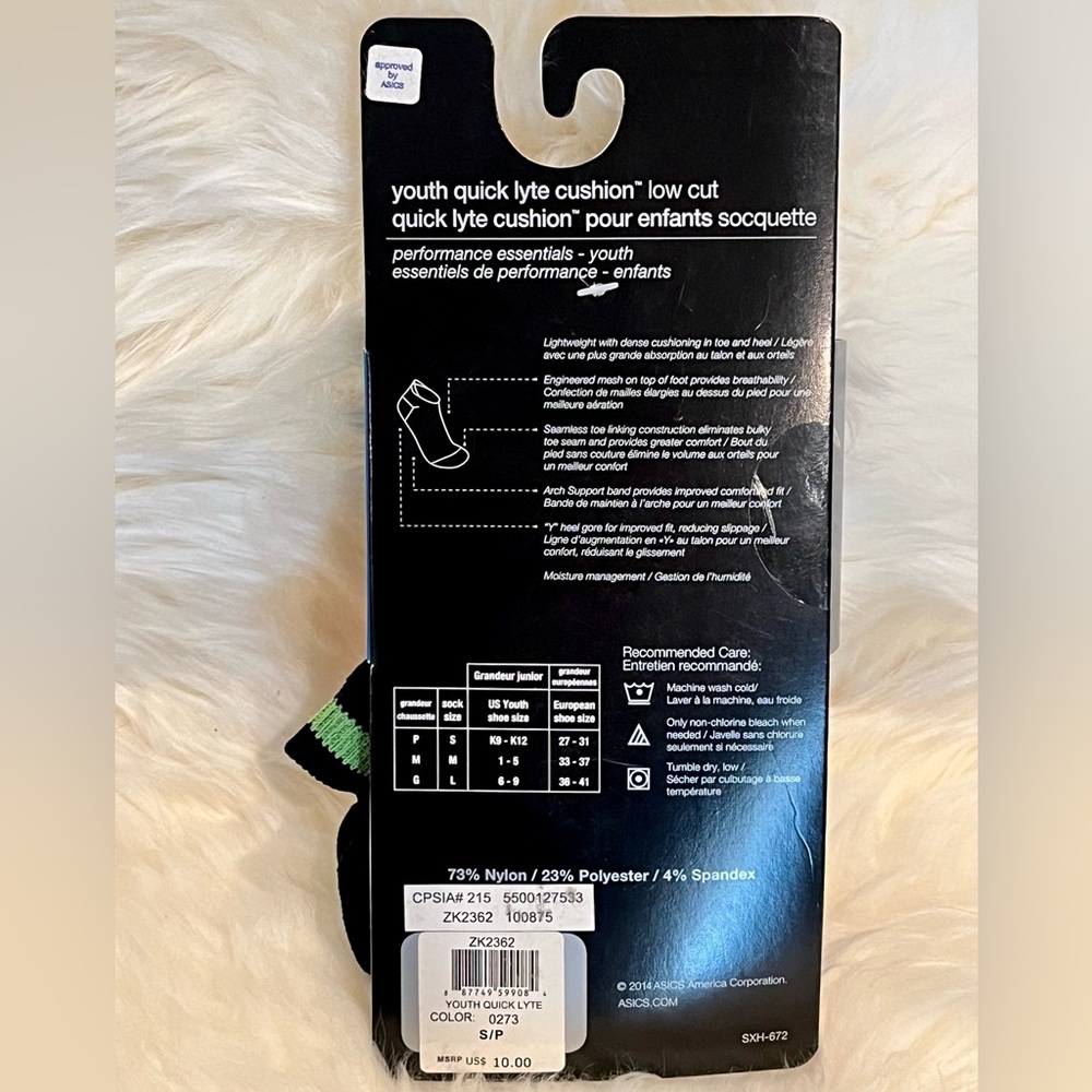 NWT-6 Pairs ASICS Youth Quick Lyte Cushion Low Cut Socks-Sz S (K9-K12)(Age 3-5) - Picture 7 of 9